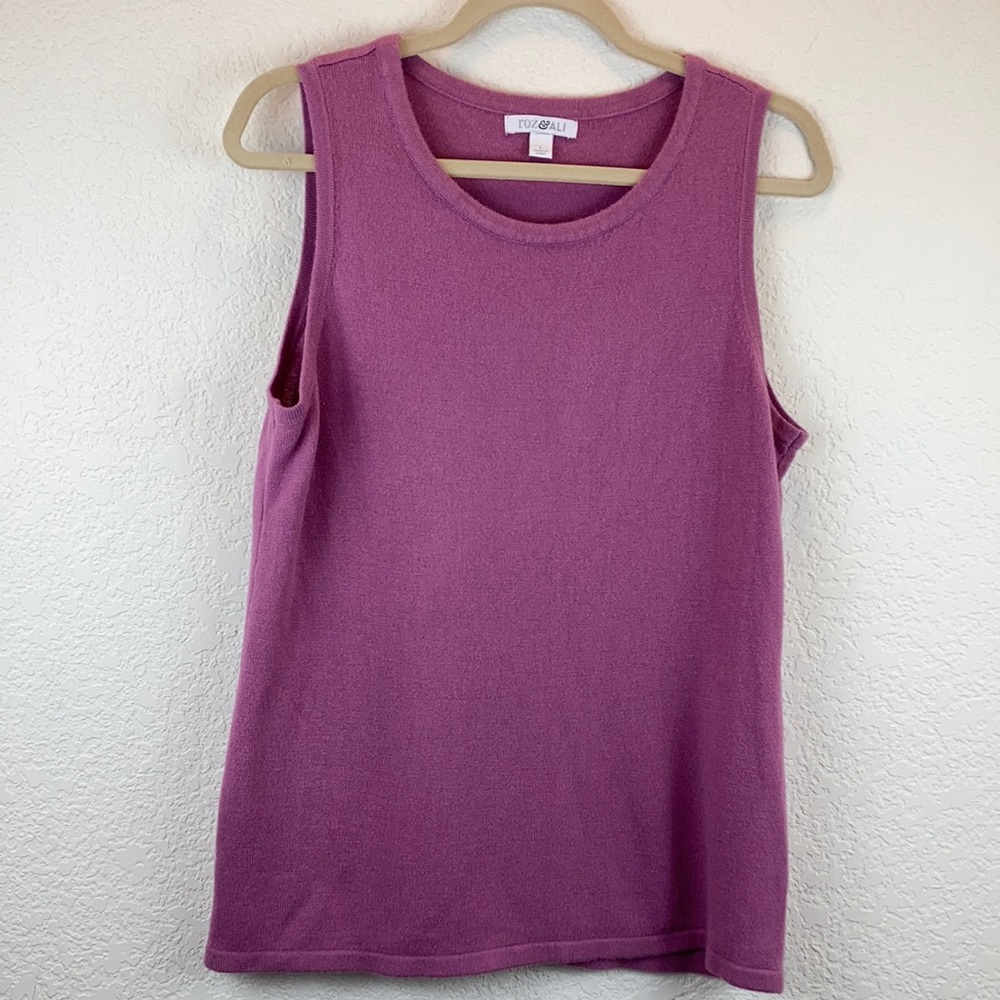 Roz and Ali Mauve Sleeveless Knit Blouse A150